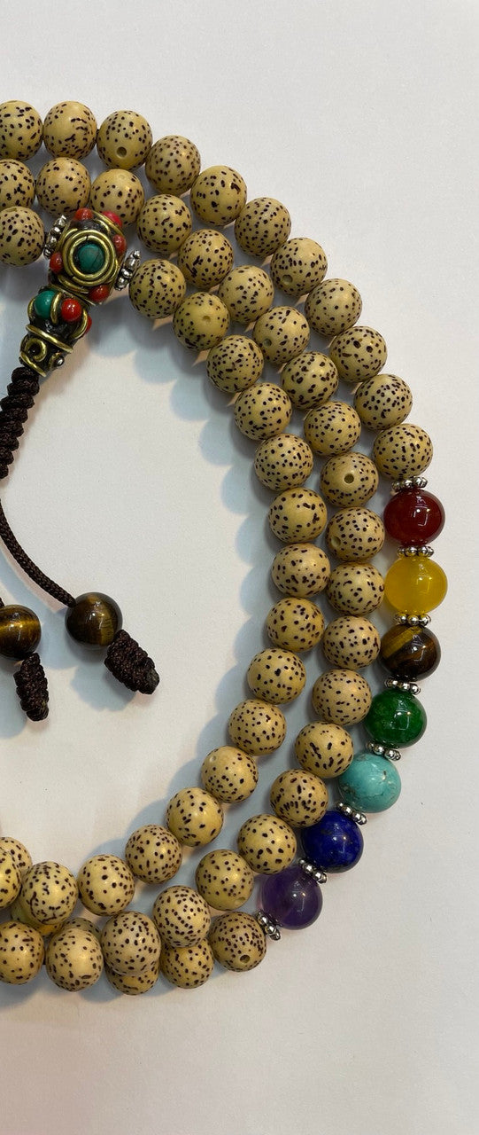 Tibetan Buddhist Lotus Seed Mala with seven chakra Prayer Beads