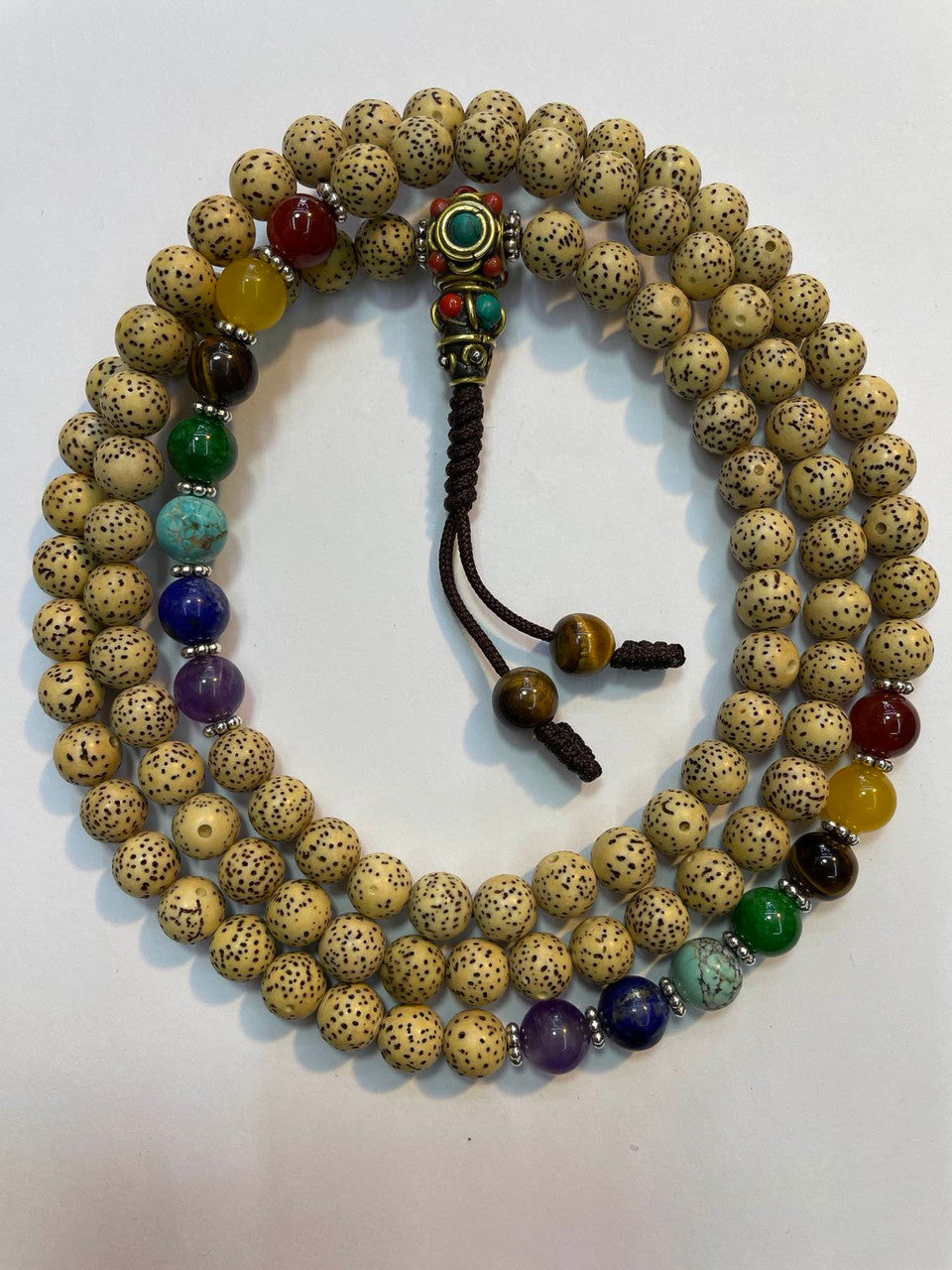 Tibetan Buddhist Lotus Seed Mala with seven chakra Prayer Beads