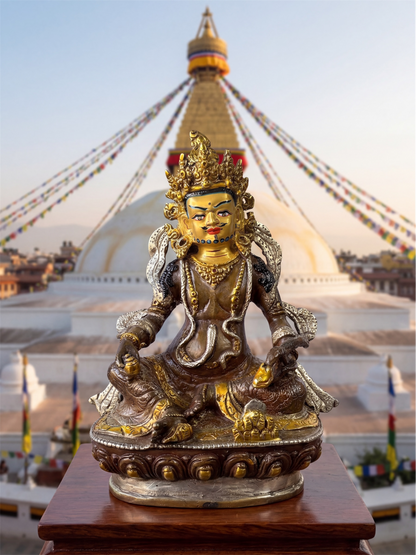 Nepalese Handmade Zambala Statue – Copper & Bronze with Silver & Gold Plating