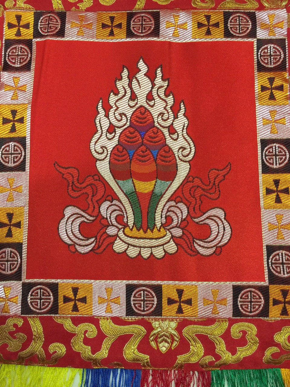 Tibetan buddhist red Norbu / precious jewel wall hanging / banner / thangka