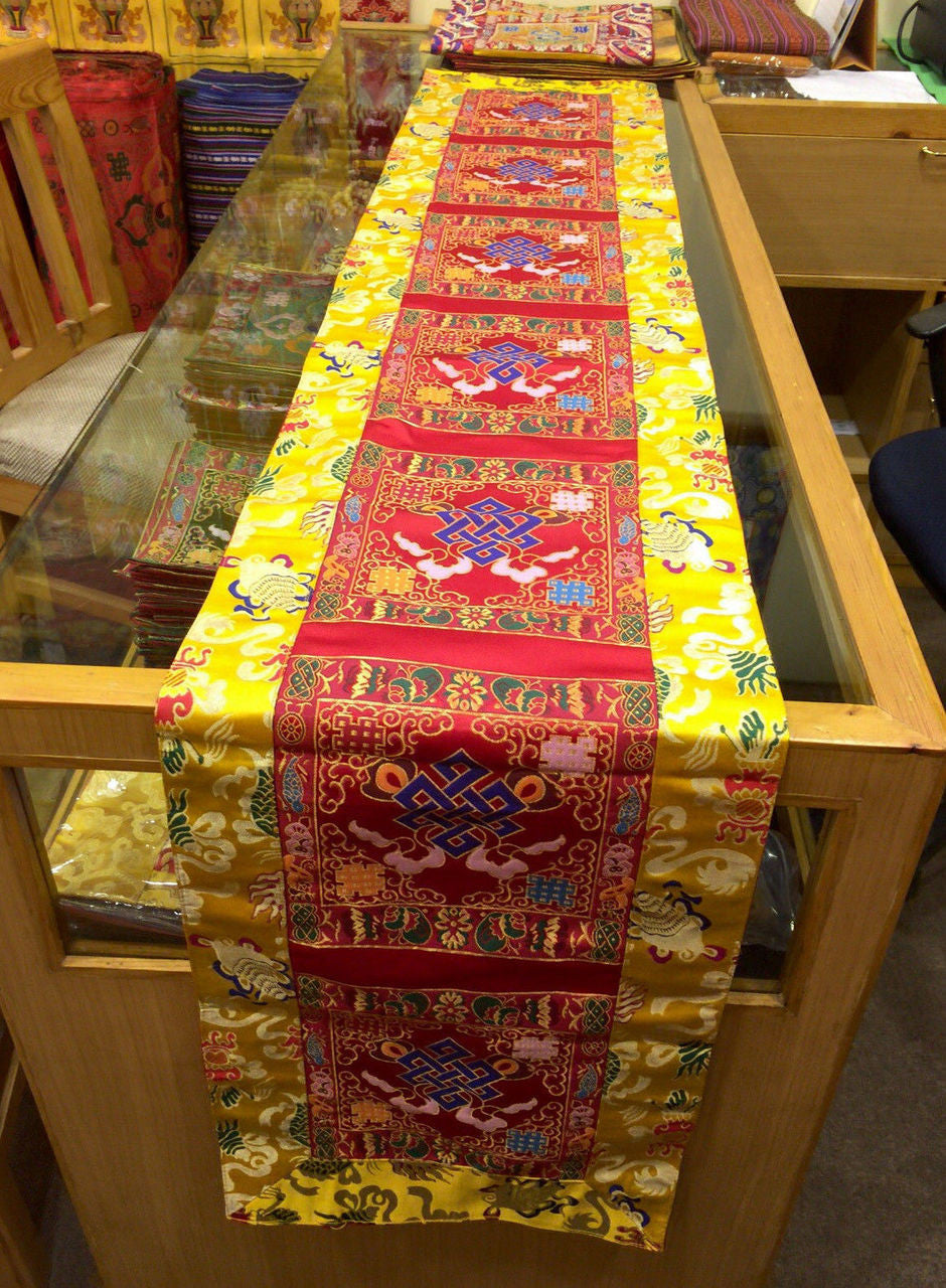 Tibetan Red Endless Knot Large Table Runner/cover