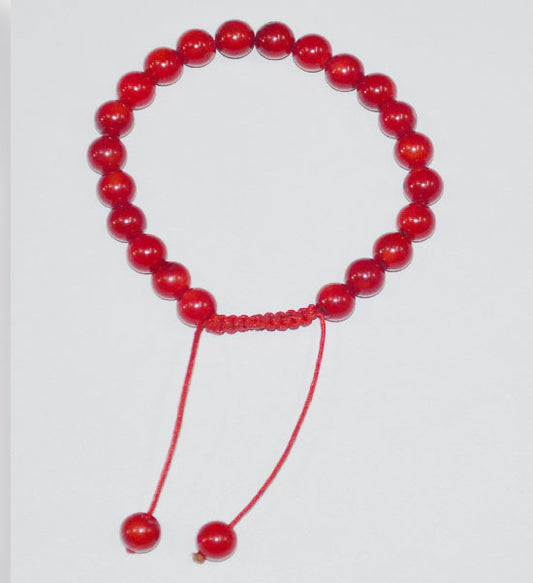 Coral Glass Wrist Mala / Hand Mala / Bracelet