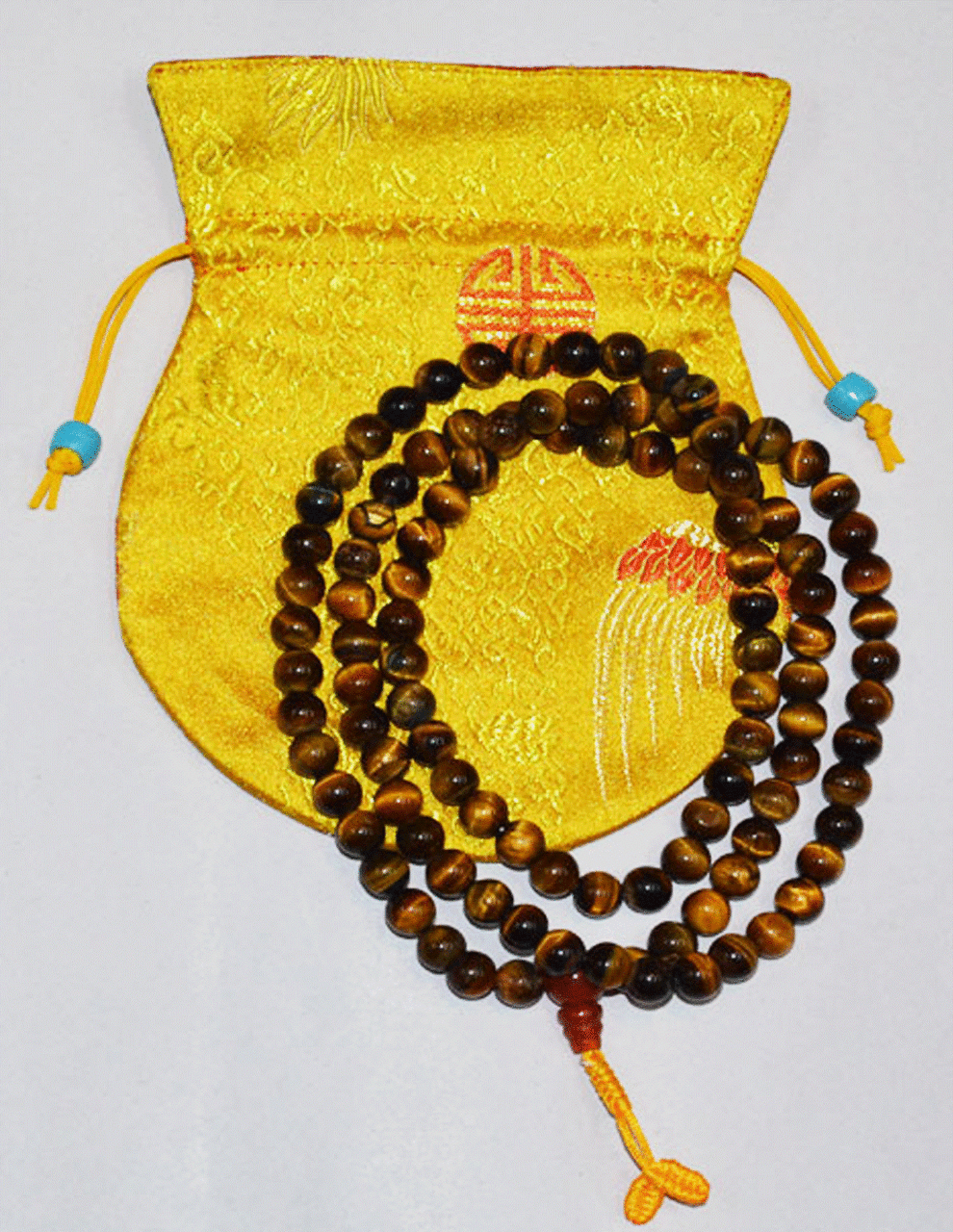 Tibetan Buddhist Tiger Eye Stone Mala / Prayer Beads