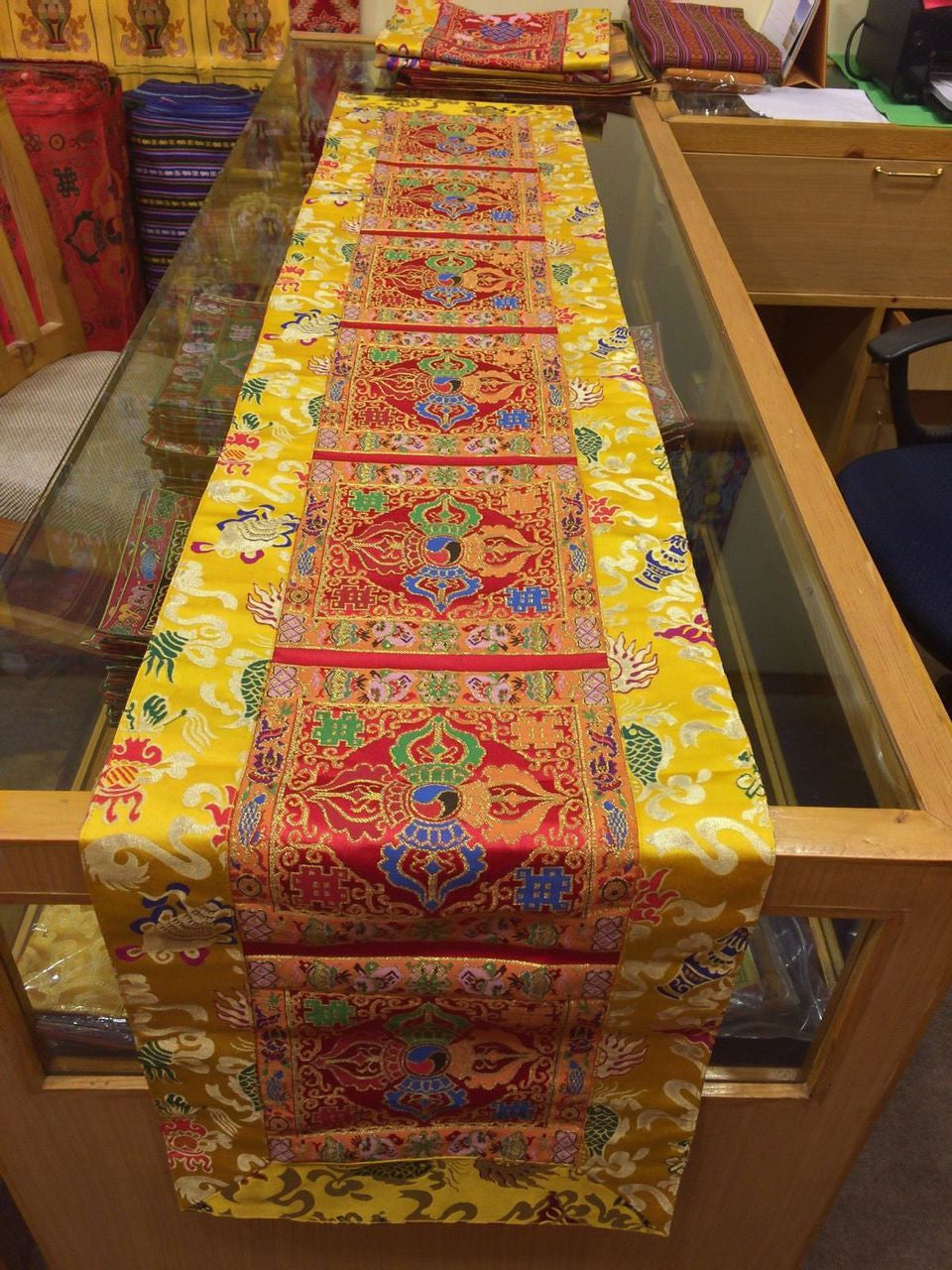 Tibetan Dorje Silk Brocade Large Table Runner/cover