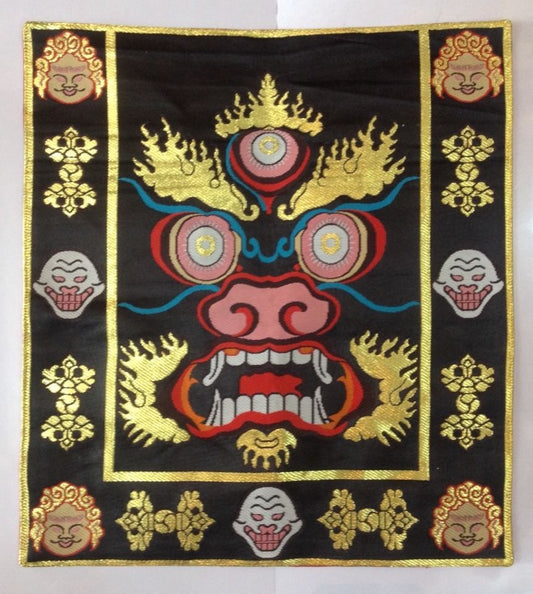 Tibetan Buddhism Mahakala Silk Brocade Table Mat