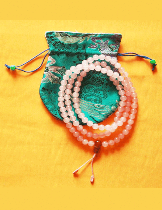 Tibetan Buddhist Rose Quartz Mala Beads