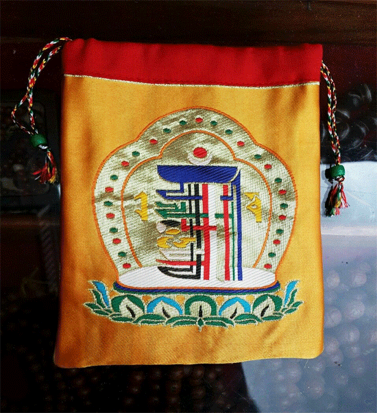 Tibetan high quality silk brocade kalachakra design Mala Bag /Jewellery Pouches