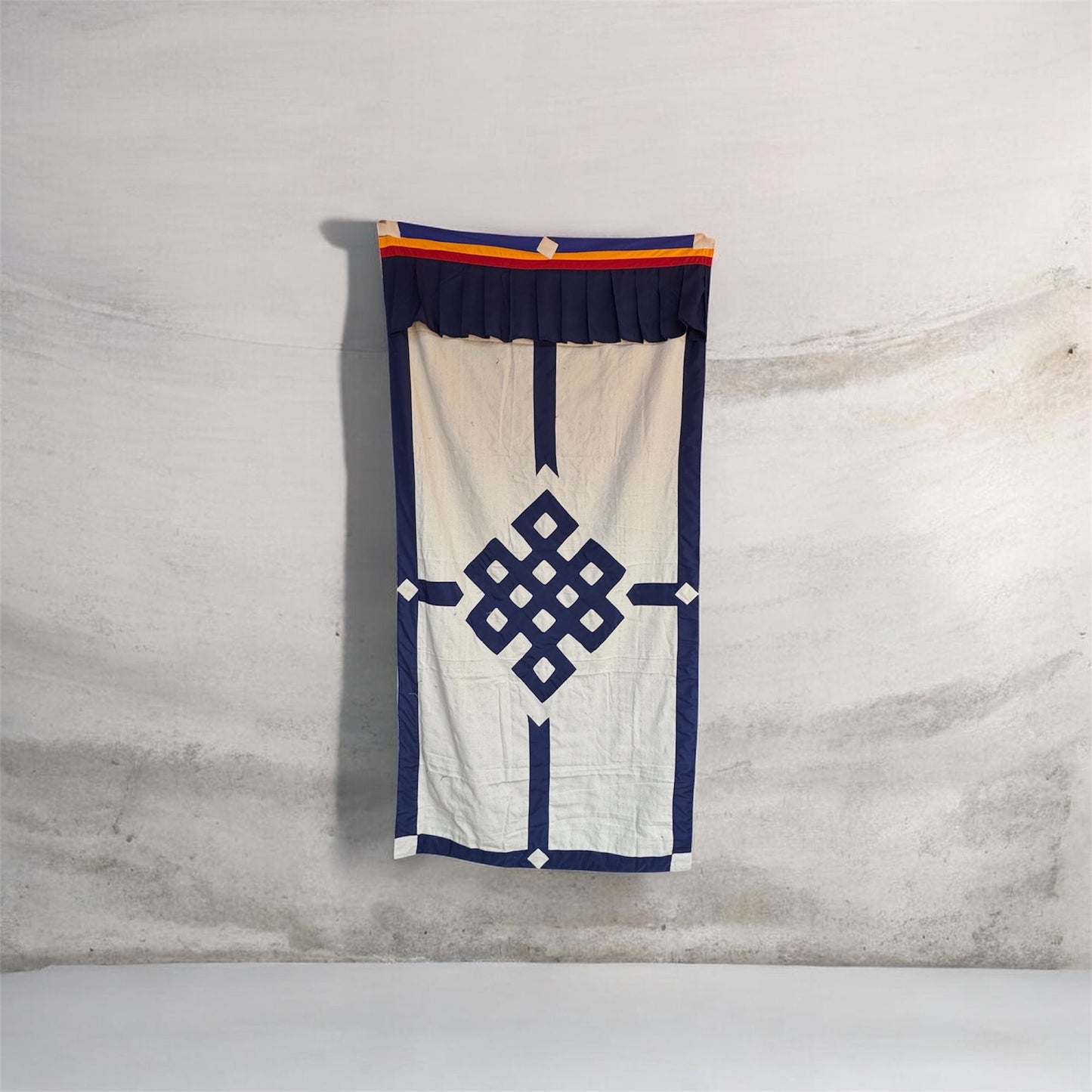 Tibetan buddhist dark blue cotton endless knot door curtain / door hanging