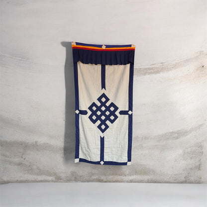 Tibetan buddhist dark blue cotton endless knot door curtain / door hanging