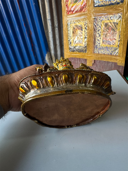 Nepalese Handmade Zambala Statue – Copper & Bronze with Silver & Gold Plating