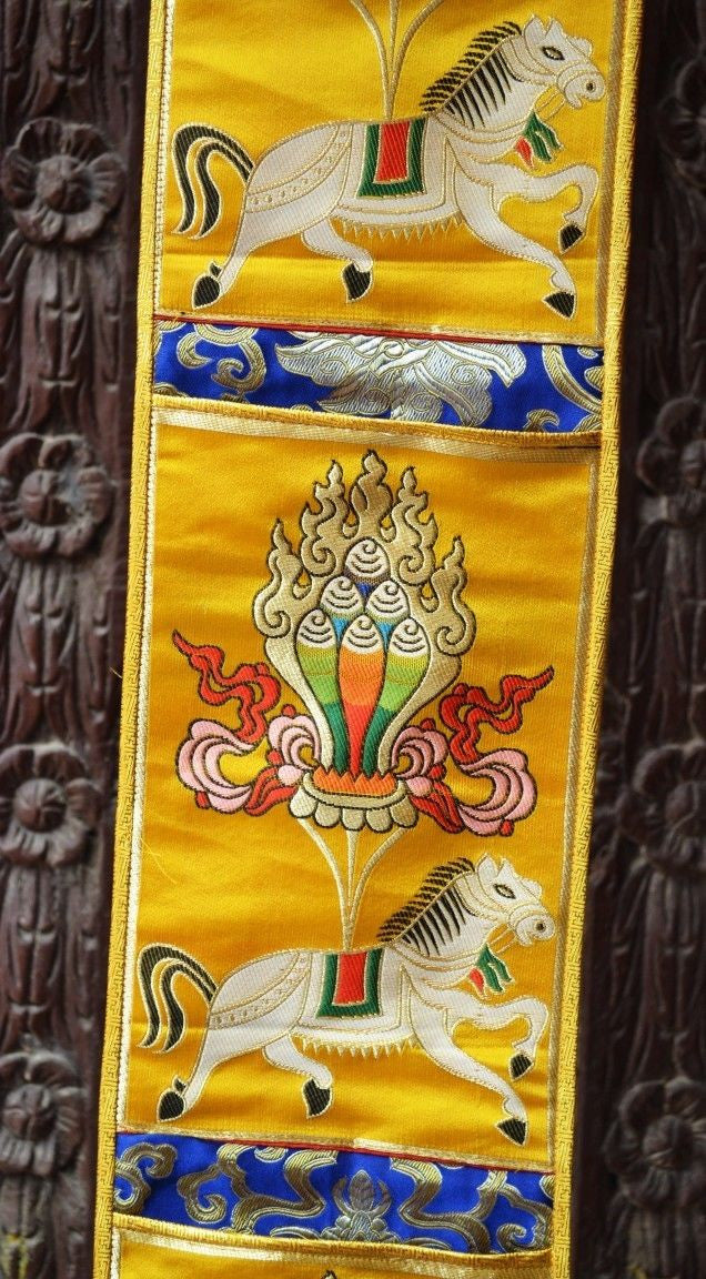 Tibetan buddhism silk brocade wind horse design Letter Holder / Wall Hanging