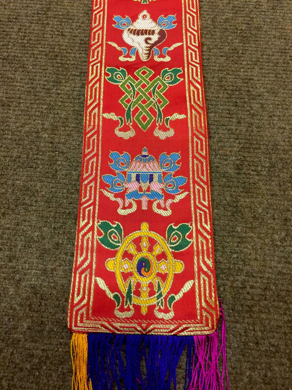 Tibetan Buddhism Small Auspicious Symbol silk brocade Wall Hanging