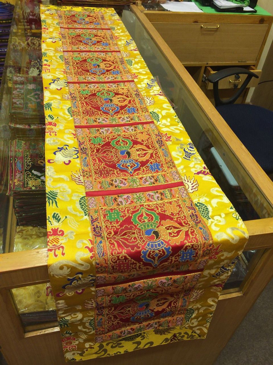 Tibetan Dorje Silk Brocade Large Table Runner/cover