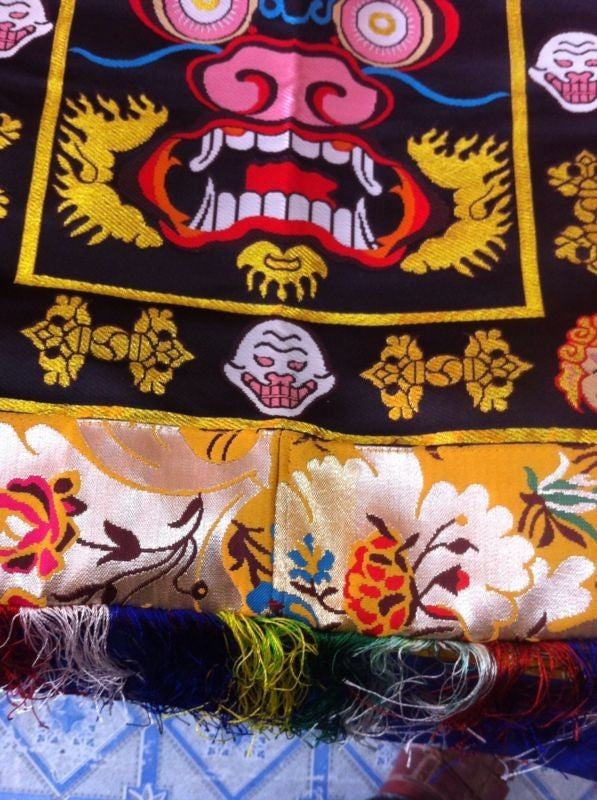 Tibetan Silk Brocade Tantric Mahakala Monk Dance Apron / Wall Hanging