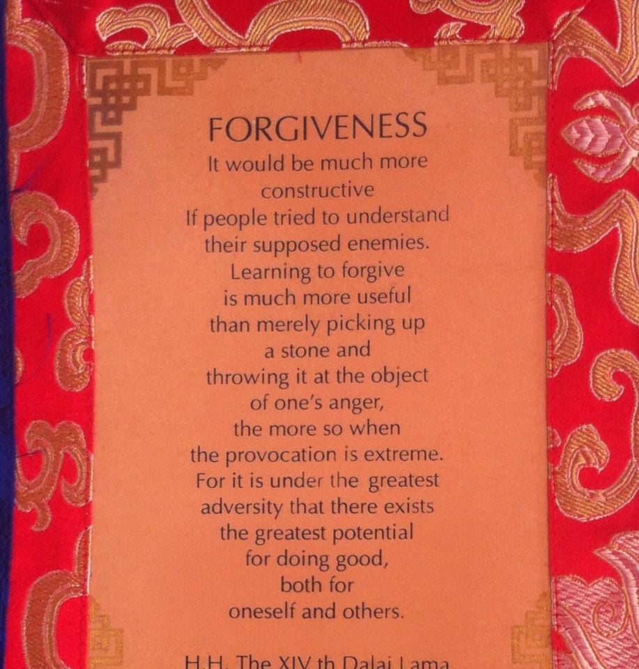 Dalai Lama Message Thangka / Wall Hanging / Forgiveness