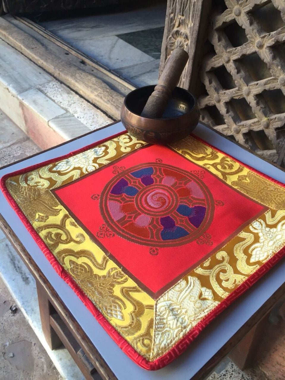 Tibetan Buddhism Red Wheel Of Life Placemat  /table cover