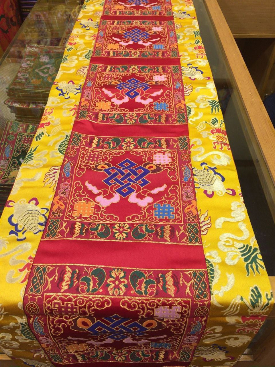 Tibetan Red Endless Knot Large Table Runner/cover