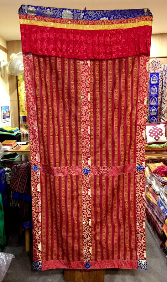 Tibetan Buddhist Bhutanese Traditional Red Door Curtain / Door Hanging