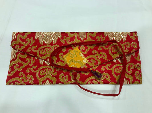 Tibetan Buddhism red Silk Brocade Long Pecha / sutra /Dharma Book cover / Text Cover