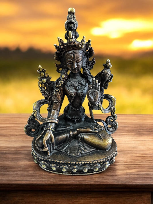 Nepalese buddhist handmade small white tara/ dolma statue