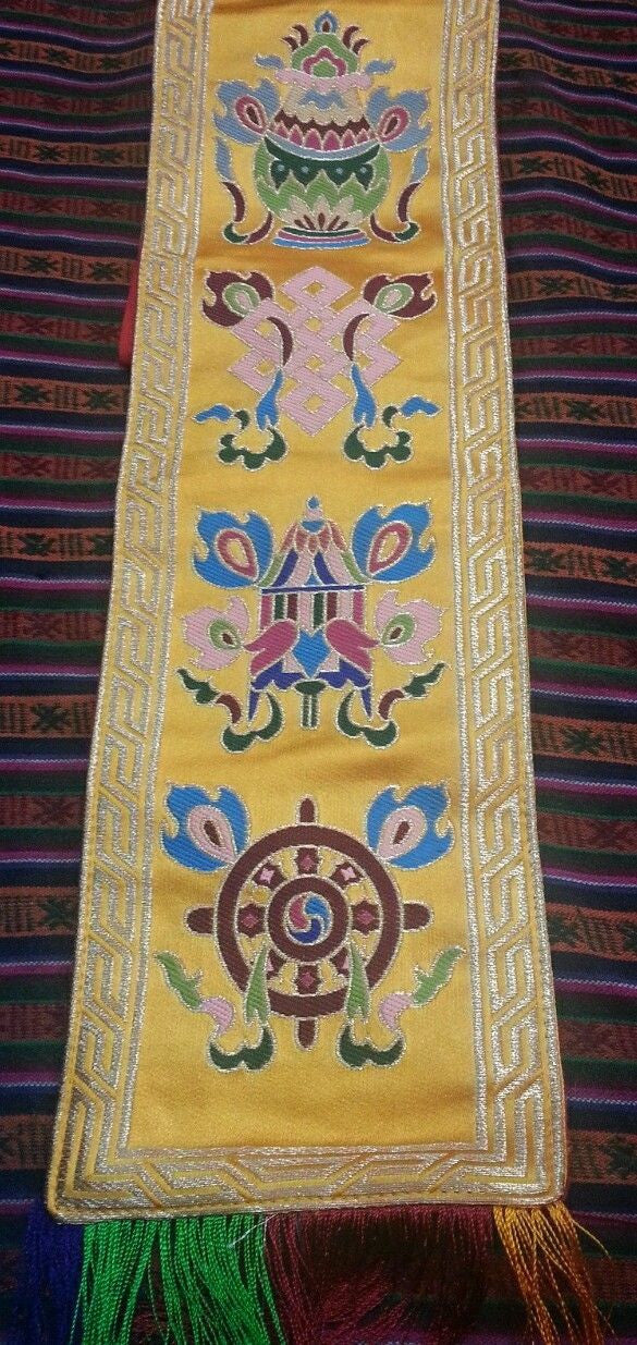 Tibetan Buddhism Auspicious Symbol silk brocade Wall Hanging