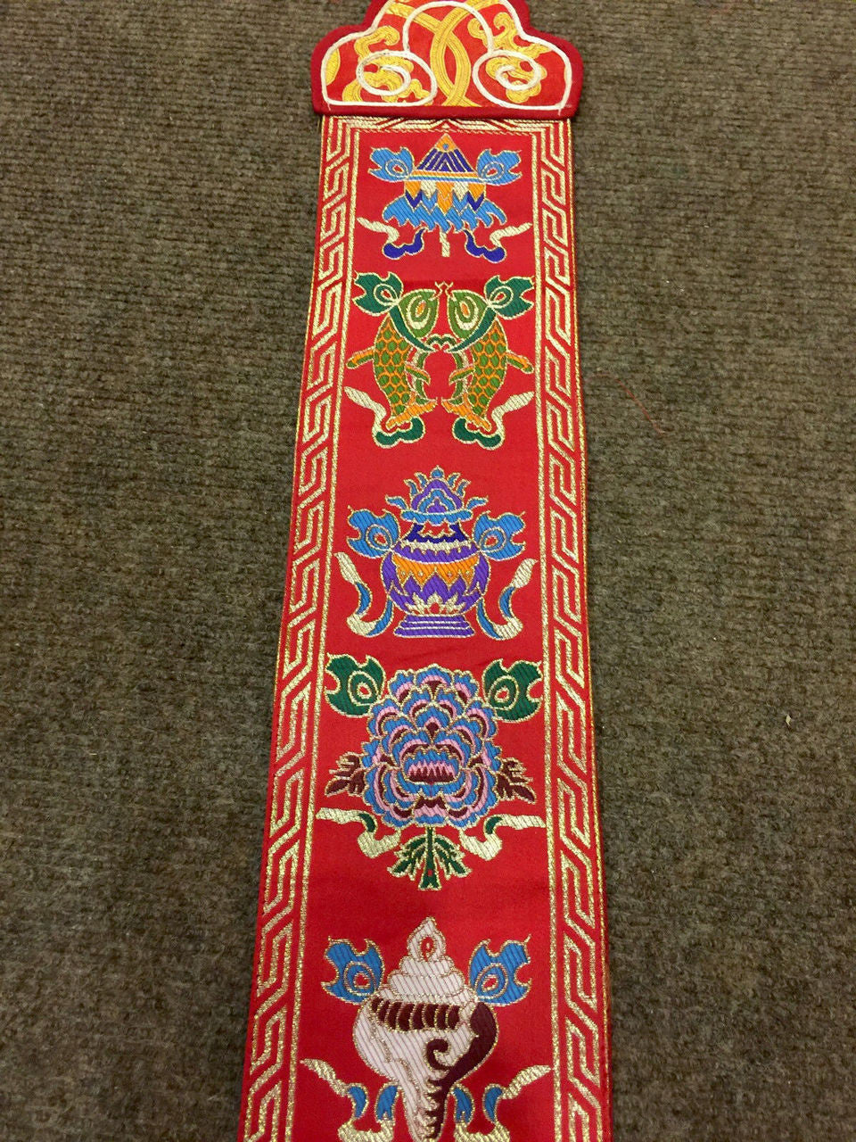 Tibetan Buddhism Small Auspicious Symbol silk brocade Wall Hanging