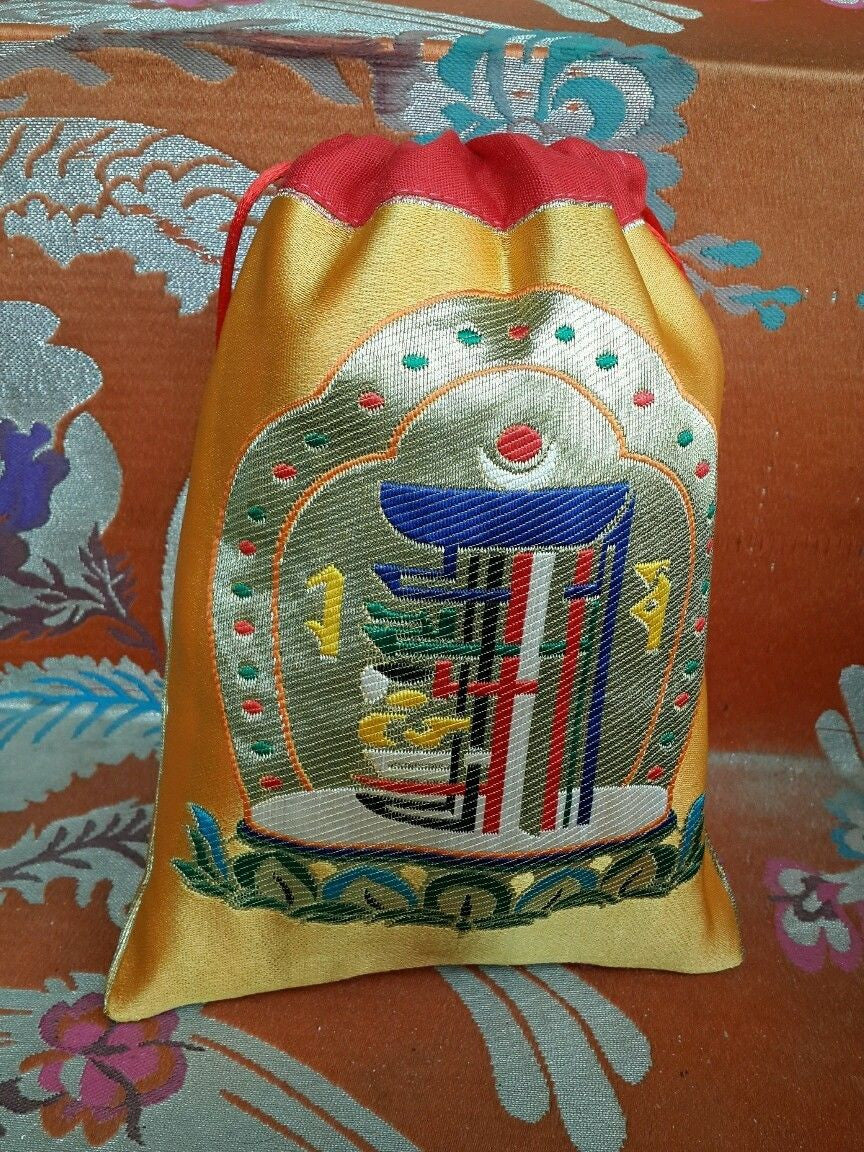 Tibetan high quality silk brocade kalachakra design Mala Bag /Jewellery Pouches