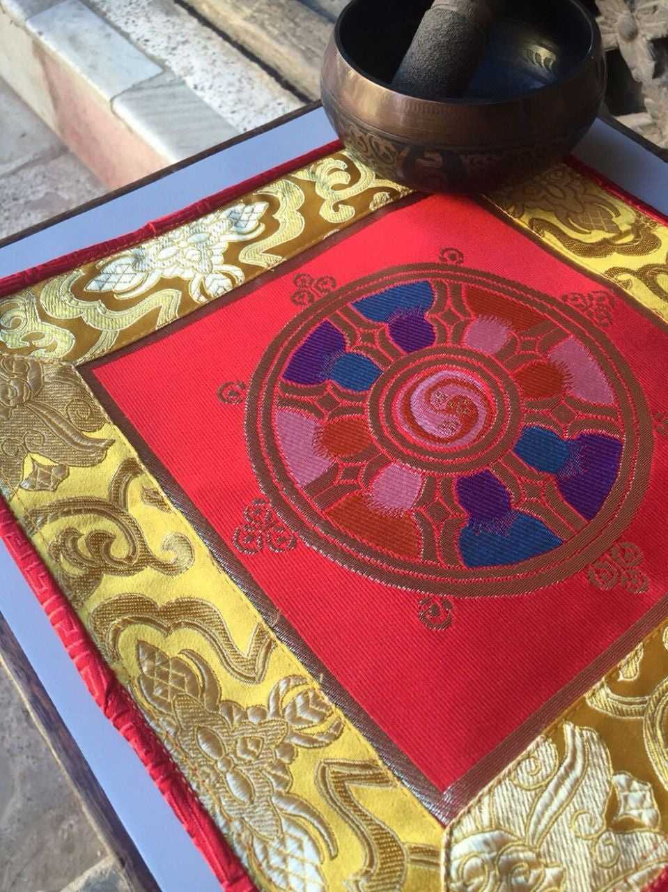 Tibetan Buddhism Red Wheel Of Life Placemat  /table cover