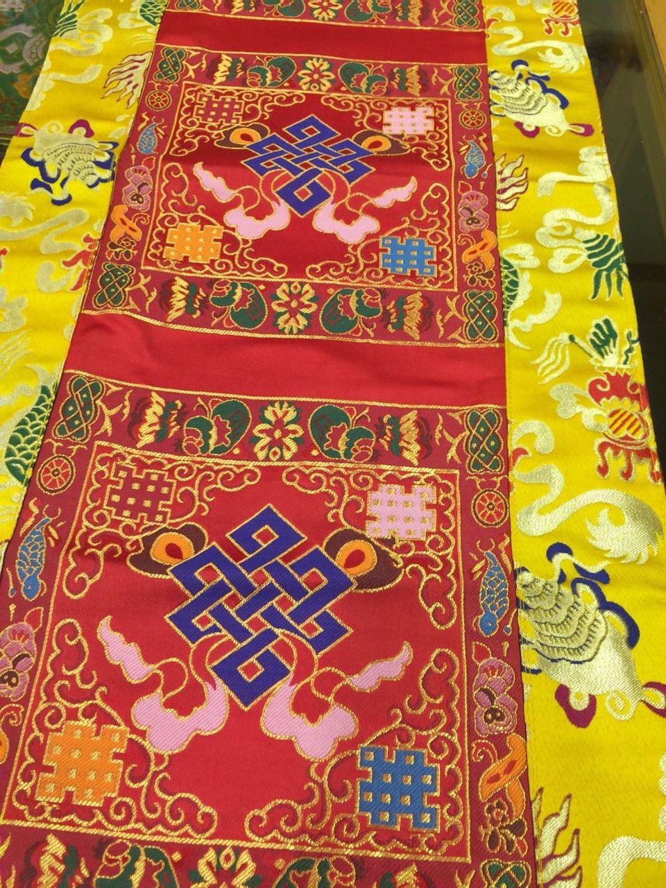 Tibetan Red Endless Knot Large Table Runner/cover