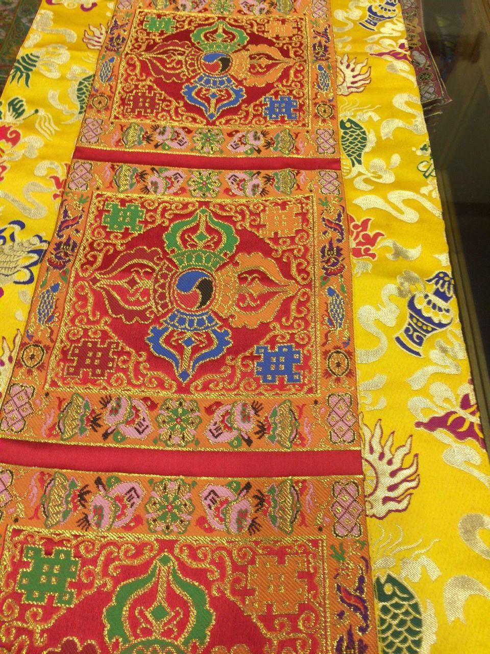 Tibetan Dorje Silk Brocade Large Table Runner/cover