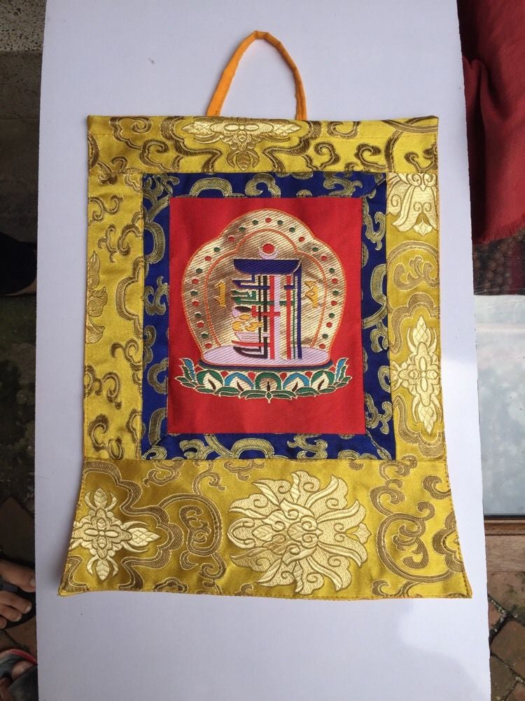 Tibetan Buddhism Silk Brocade Kalachakra wall hanging/ Thangka