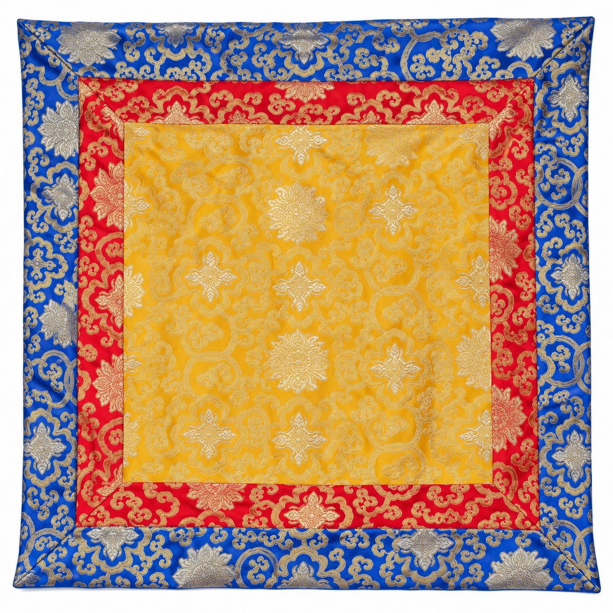 Tibetan buddhist lotus design Brocade Table Cover 25" x 25" – FREE USA SHIPPING | No Import Duty or Tax