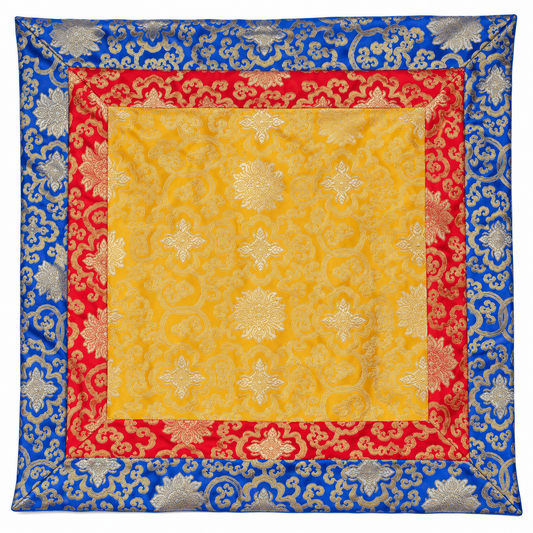 Tibetan buddhist lotus design Brocade Table Cover 25" x 25" – FREE USA SHIPPING | No Import Duty or Tax