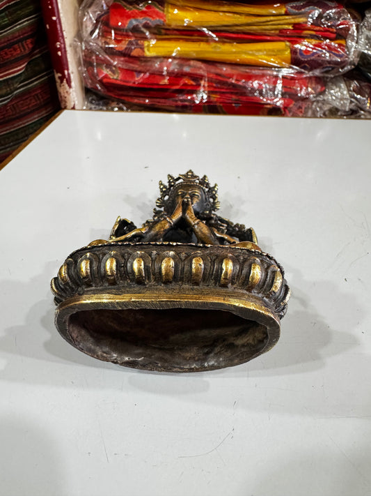 Nepalese buddhist small handmade chenrezig statue/ 4 armed Avalokiteshvara statue