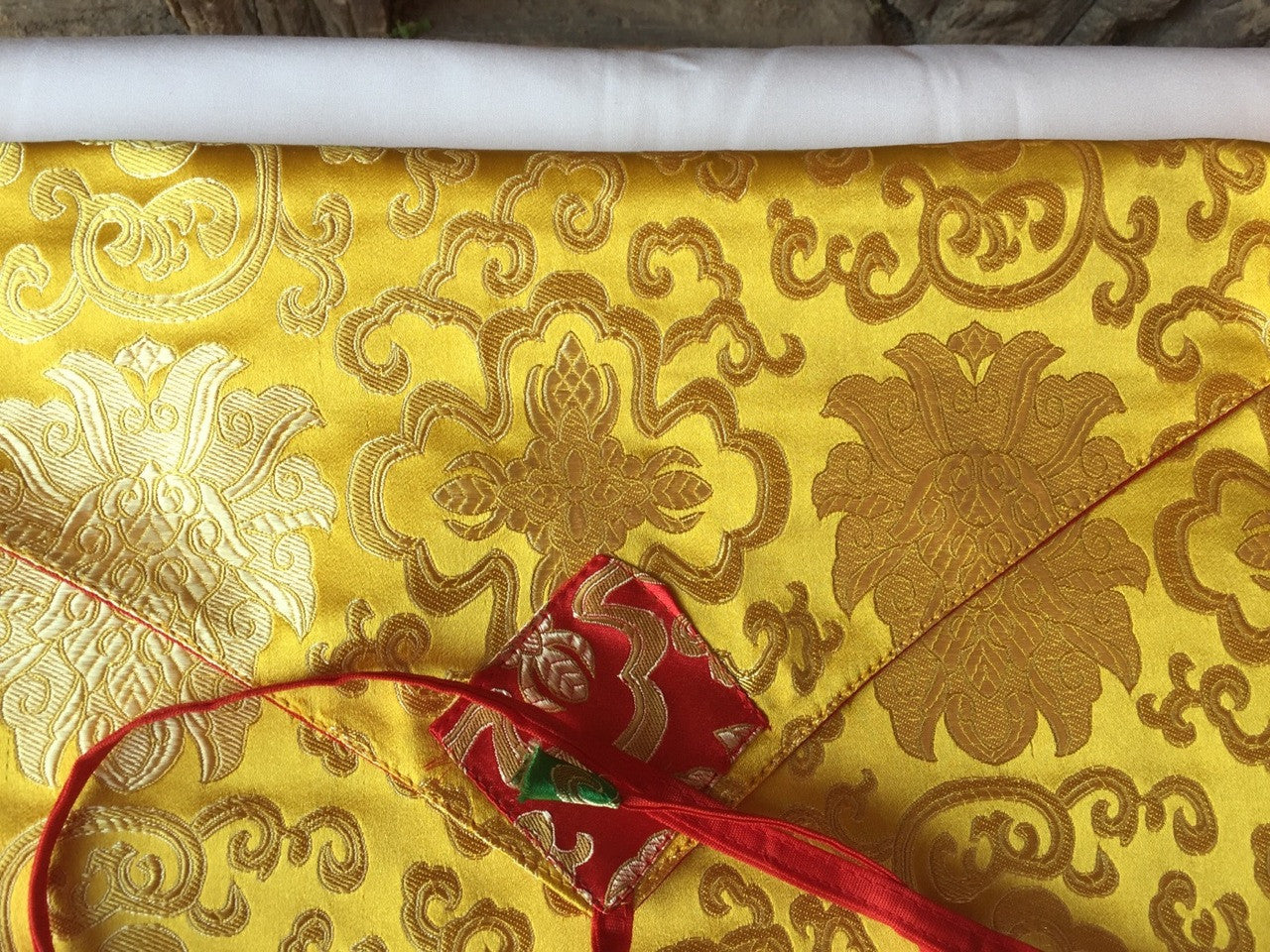 Tibetan buddhist yellow lotus design silk brocade dharma text cover /book cover/laptop cover/ A/4 size