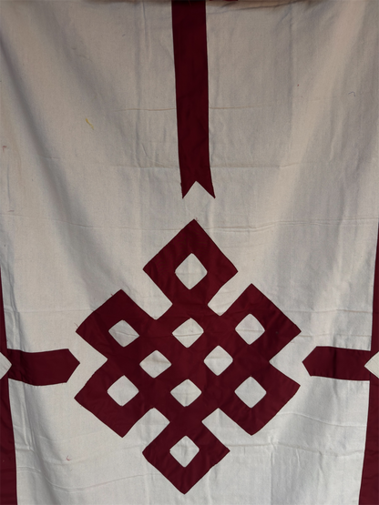 Tibetan buddhist maroon endless knot cotton door curtain / door hanging