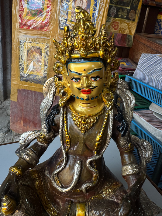 Nepalese Handmade Zambala Statue – Copper & Bronze with Silver & Gold Plating