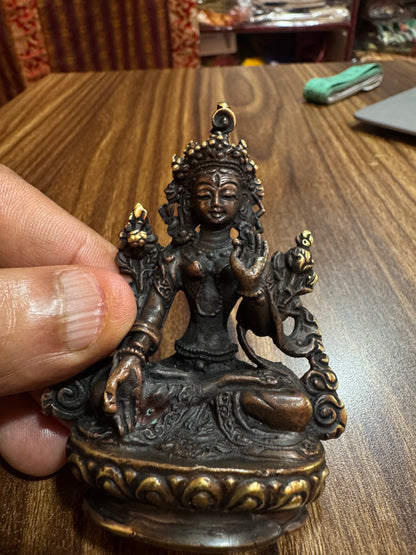 Nepalese buddhist handmade small white tara/ dolma statue