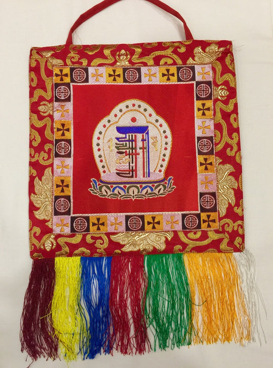 Tibetan buddhist red kalachakra wall hanging / banner