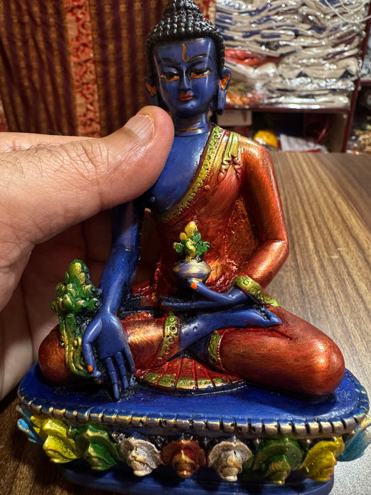 Tibetan buddhist medicine buddha cold cast resin hand painted statue
