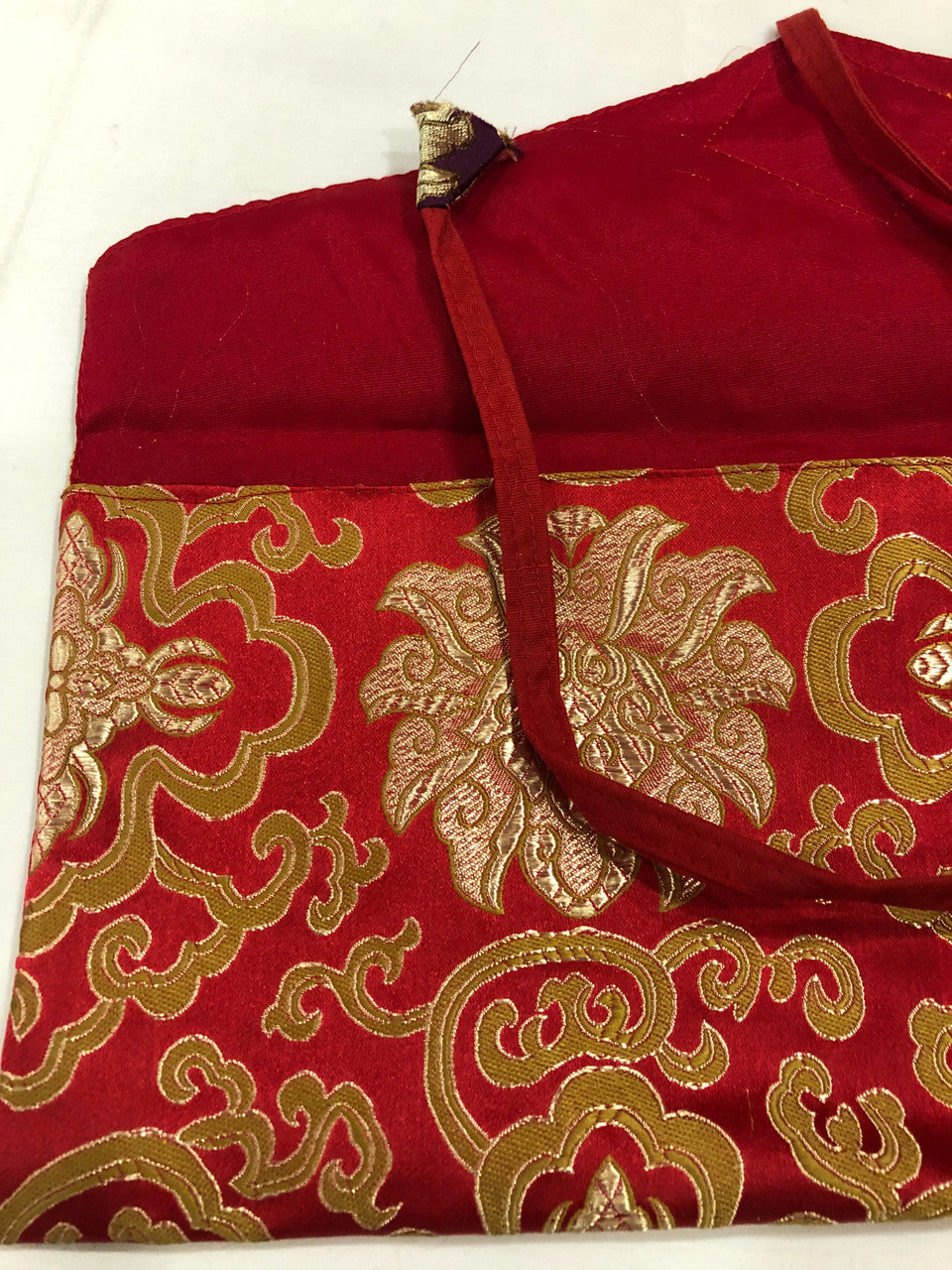 Tibetan Buddhism red Silk Brocade Long Pecha / sutra /Dharma Book cover / Text Cover