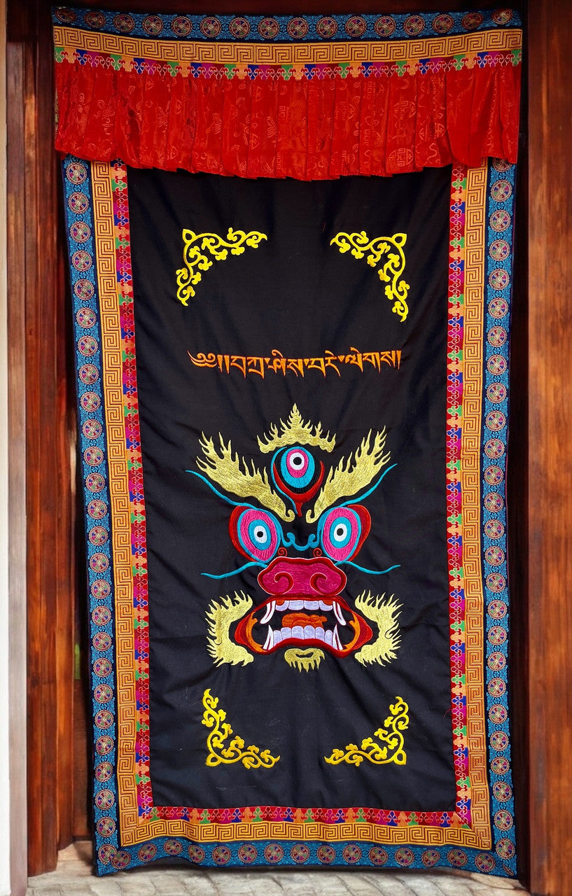 Tibetan Hand Embroidered Mahakala Door Hanging