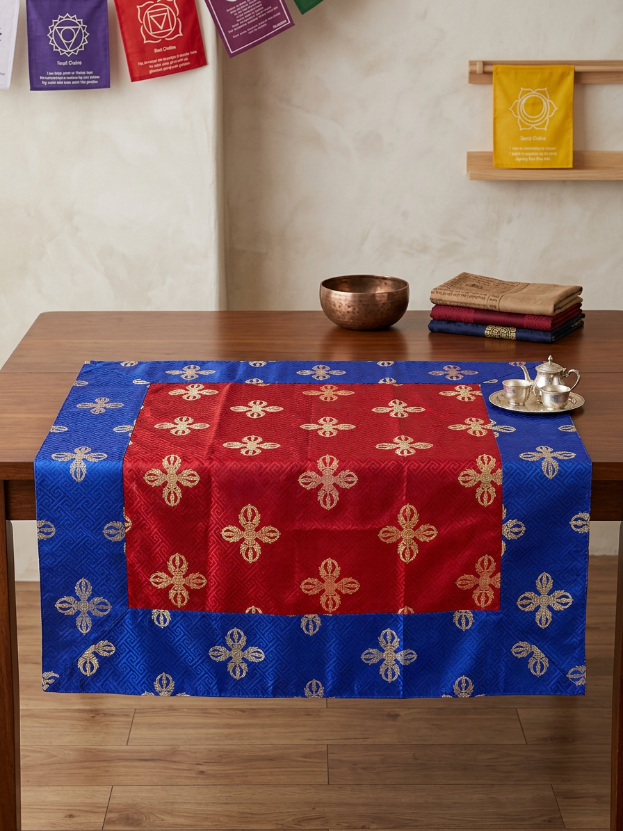 Tibetan Buddhist silk brocade dorje design table cover/altar cloth/shrine cover