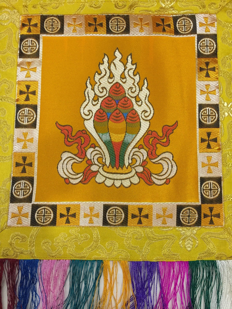 Tibetan buddhist yellow Norbu / precious jewel wall hanging / banner / thangka