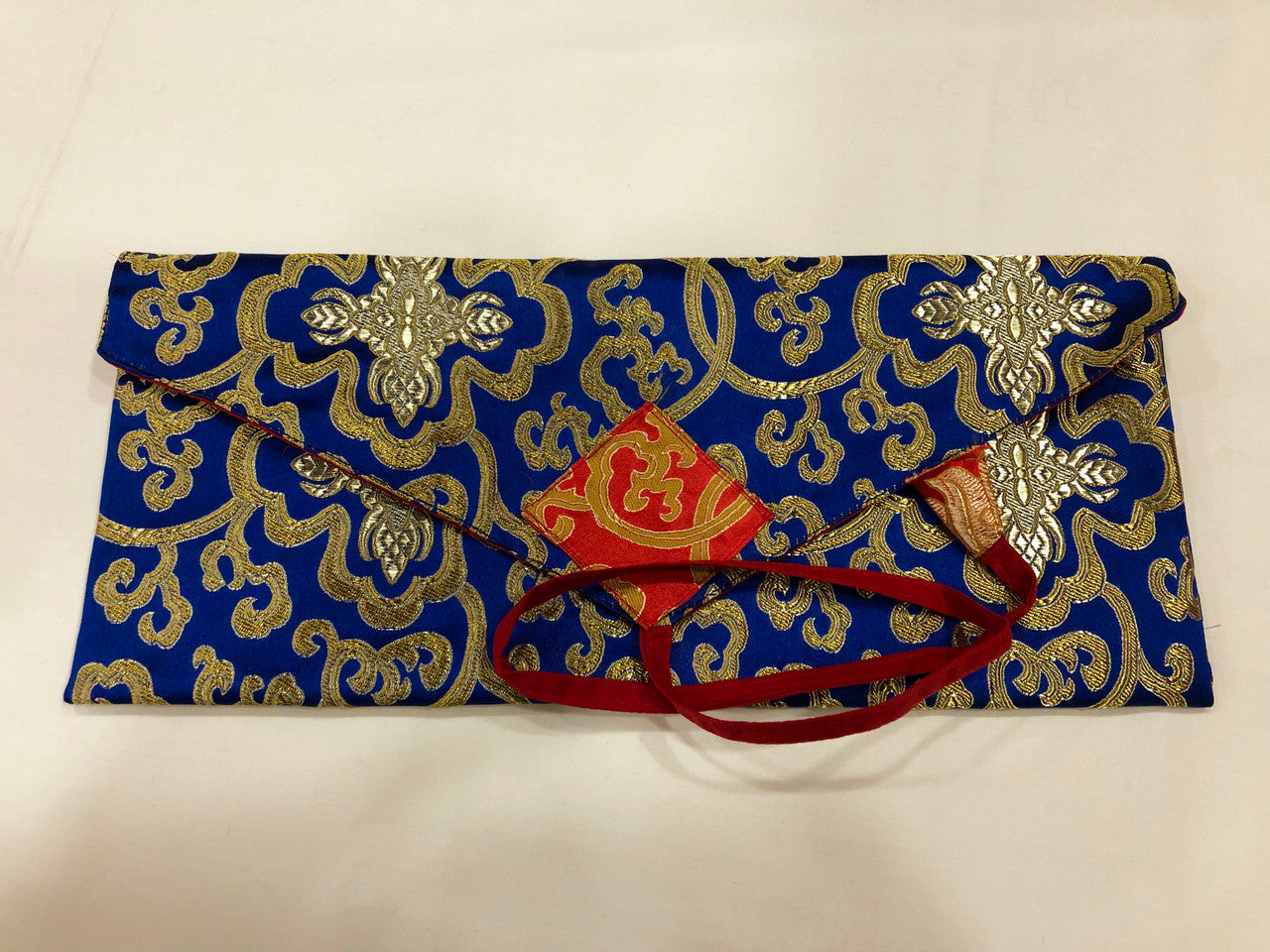 Tibetan Buddhism blue Silk Brocade Long Pecha cover / sutra /Dharma Book cover / Text Cover