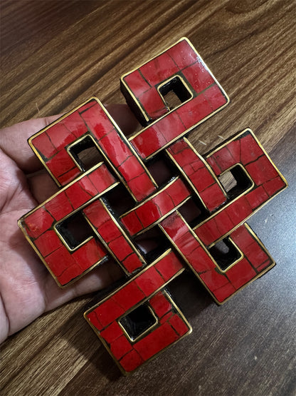 Handmade Buddhist Coral Inlay Endless Knot Door & Wall Hanging – Nepal