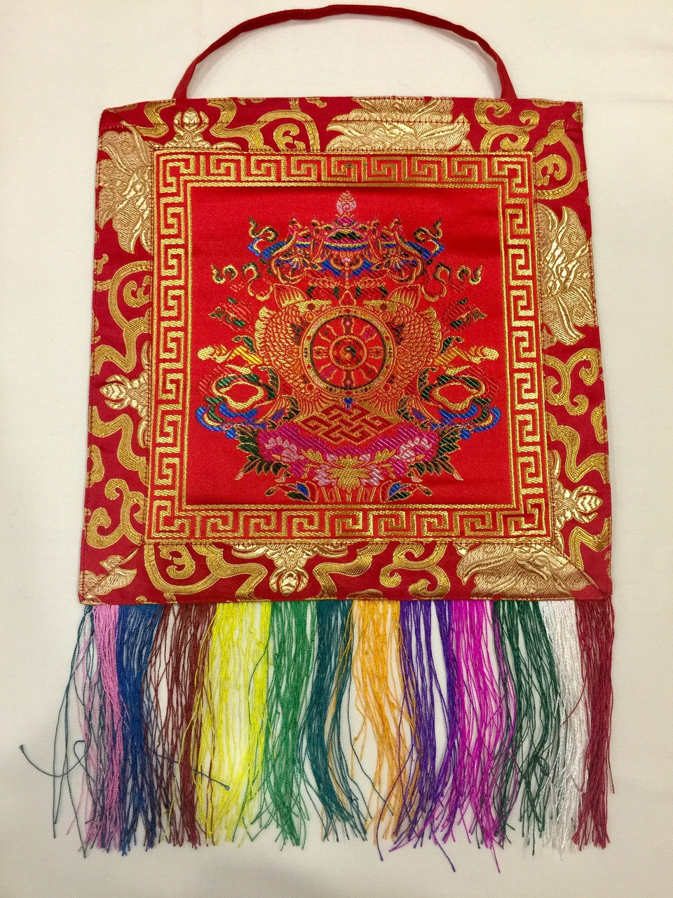 Tibetisch-buddhistisches rotes 8 Glückssymbol Wandbehang / Banner / Thangka