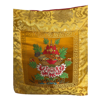 Tibetan buddhist silk Brocade Cushion Cover – Auspicious Offering Basket Motif / pillow cover