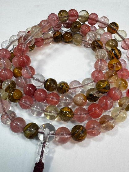Nepalese natural mountain quartz mala/ prayer beads