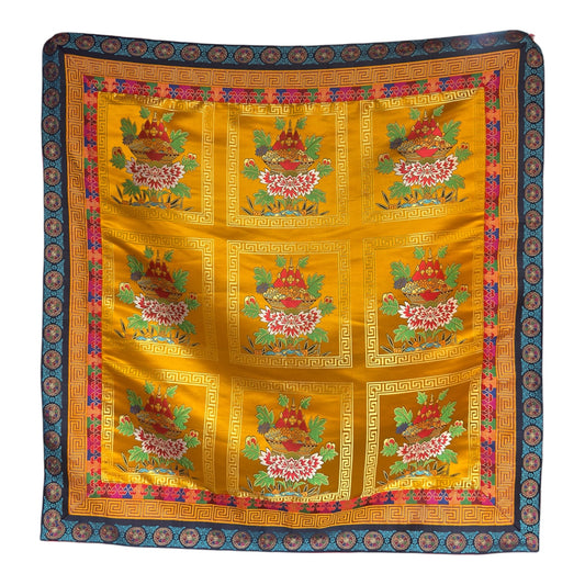 Handmade Tibetan buddhist Brocade Table Cover with Auspicious Offering Basket design/altar cloth